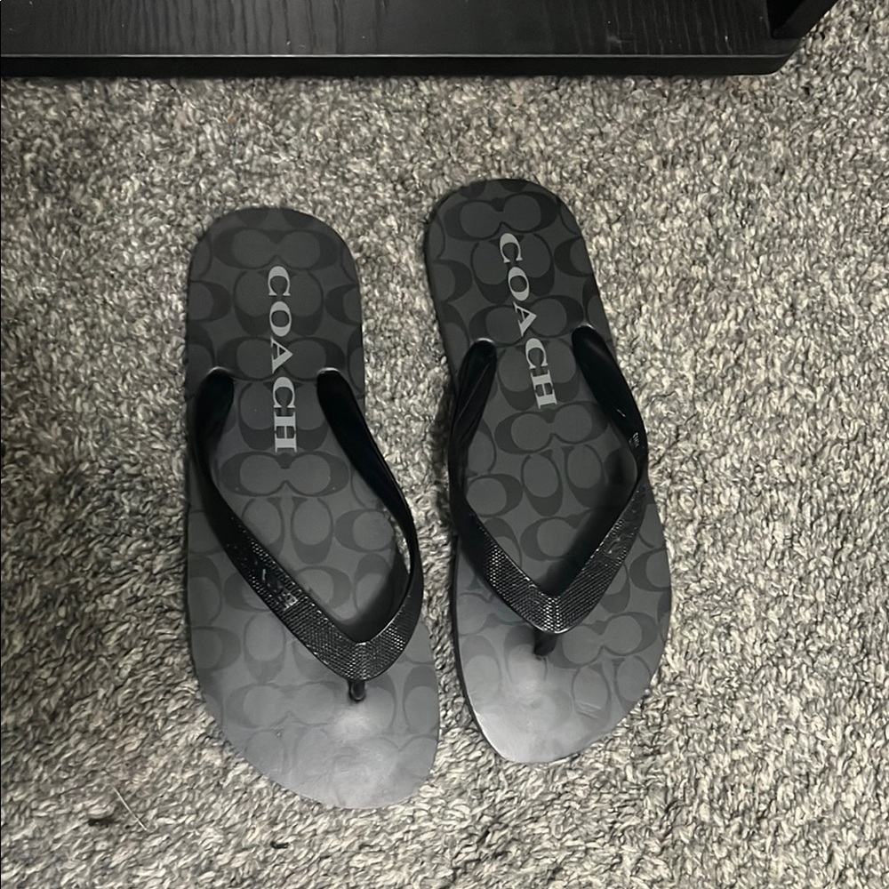 Coach Monogram Black Flip Flops